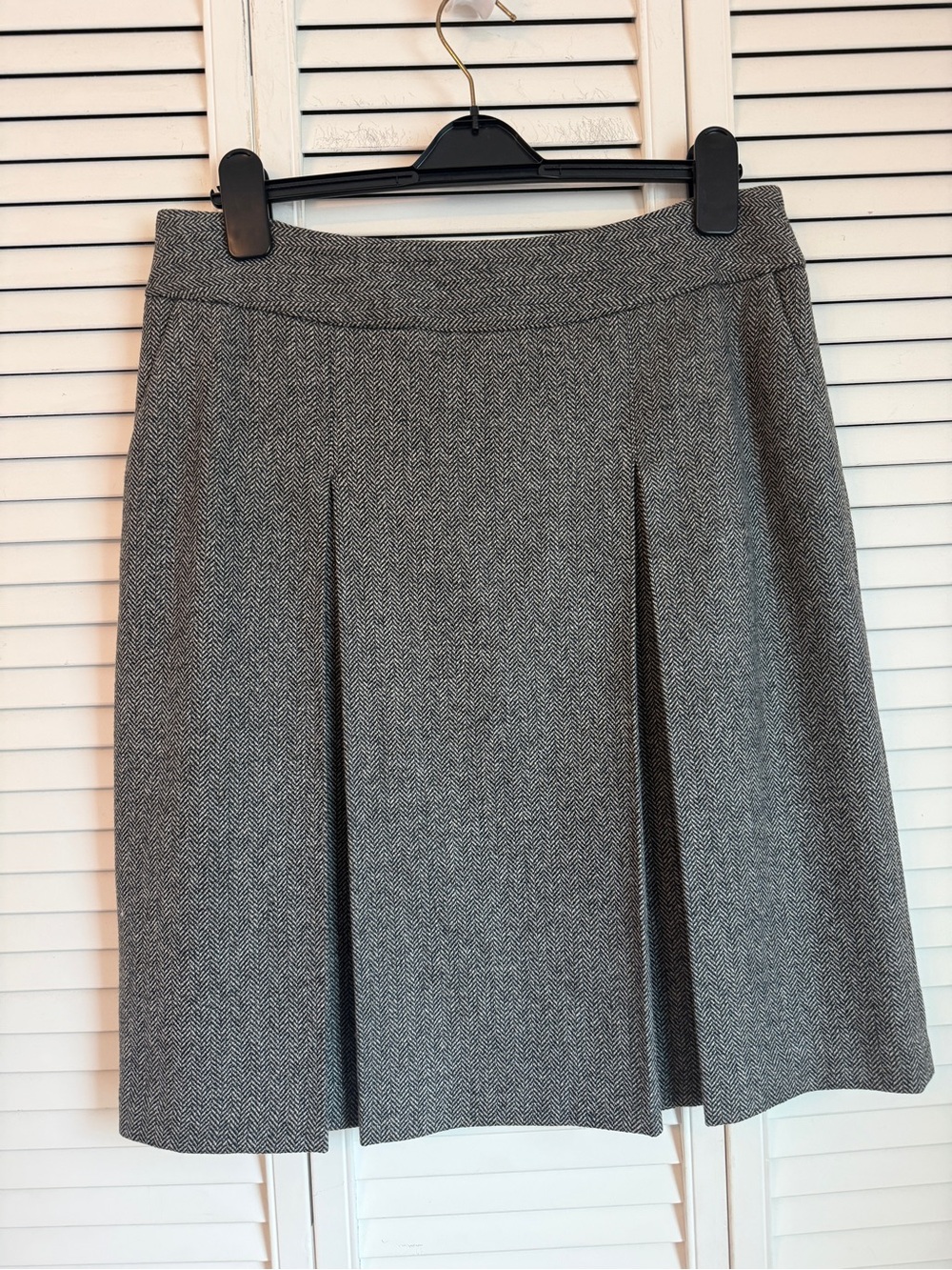 Brooks Brothers Wool Herringbone Size 12 Pleated Tweed Academia Preppy